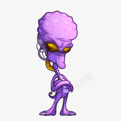 紫色卡通外星人素材