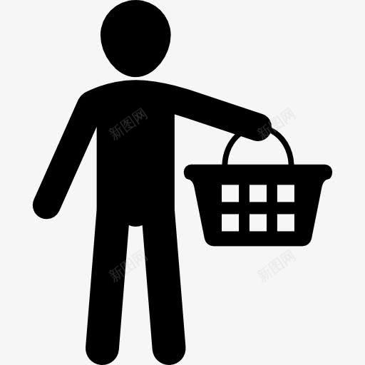 男子拿着购物篮图标png_新图网 https://ixintu.com 人 人的剪影 商务 篮 购物 购物袋剪影 食品