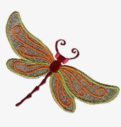 刺绣花蜻蜓素材