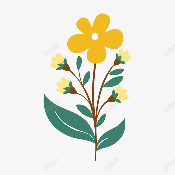 手绘花朵png免抠素材_新图网 https://ixintu.com 一枝花 七叶 儿童画 卡通花朵 底纹 手绘花朵 粉色 花朵
