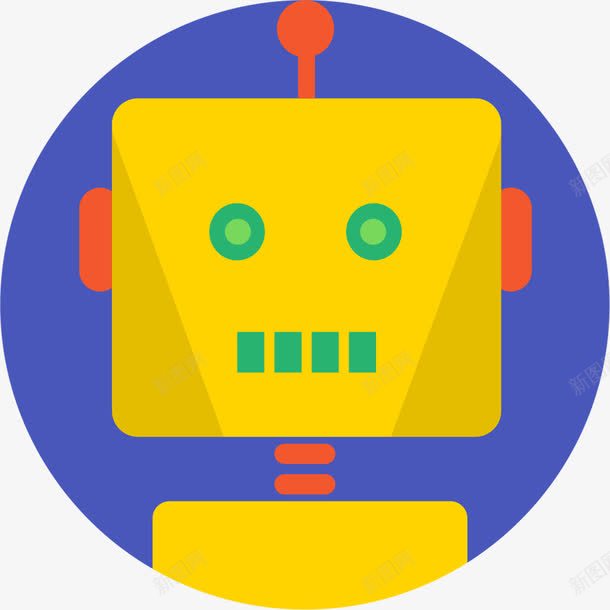 创意机器人图标png_新图网 https://ixintu.com 创意图标 卡通图标 圆形图标 时尚图标 机器人 绿色 蓝色 黄色