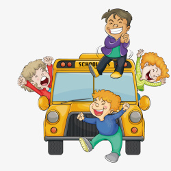 车上的儿童车上玩耍的孩子矢量图高清图片