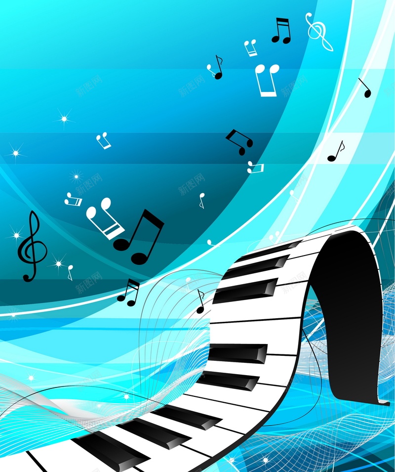 钢琴琴键矢量图ai设计背景_新图网 https://ixintu.com 琴键 符号 蓝色 钢琴 音乐 矢量图