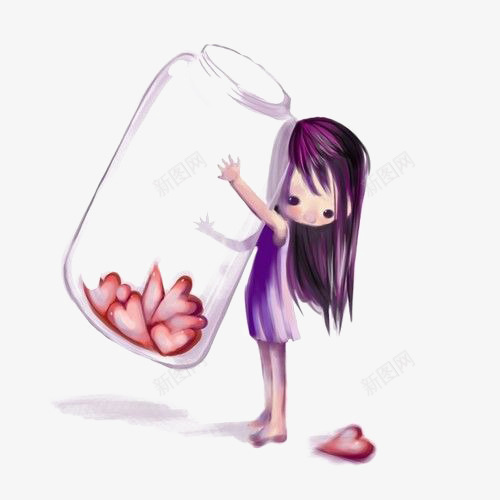 爱心瓶子png免抠素材_新图网 https://ixintu.com 创意爱心插画 卡通瓶子 女孩 手绘瓶子 红色爱心