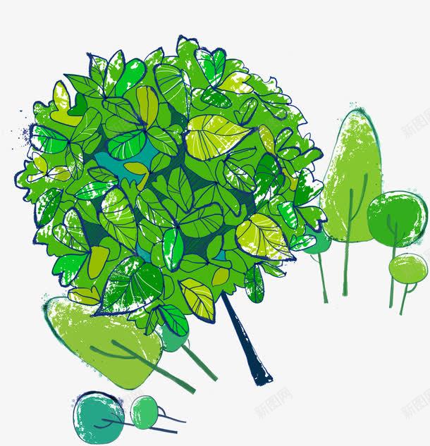 绿色创意手绘树木美景png免抠素材_新图网 https://ixintu.com 创意 树木 绿色 美景