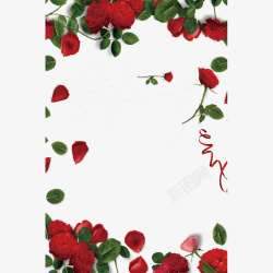 美式花纹玫瑰边框图免费素材
