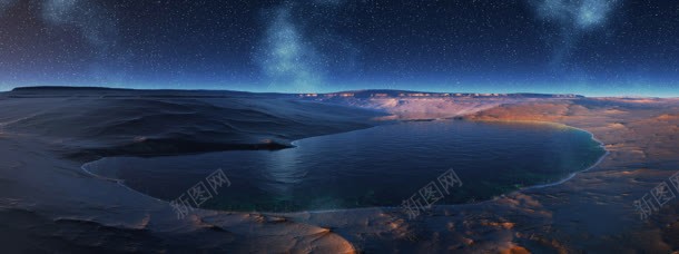 圆形湖泊夜空海报背景背景