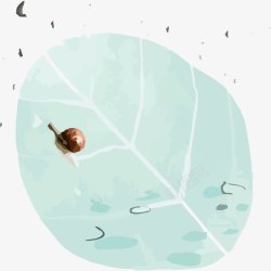 绉嫔啲娆手绘叶子上的蜗牛矢量图高清图片
