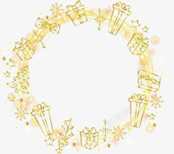 金色光效圣诞节装饰框矢量图素材