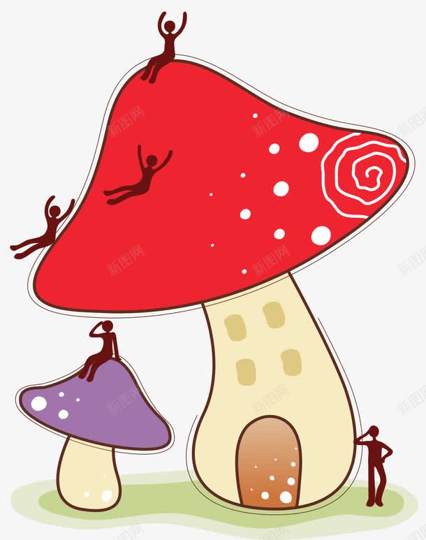 卡通蘑菇png免抠素材_新图网 https://ixintu.com 卡通 小人 彩色 蘑菇 蘑菇房