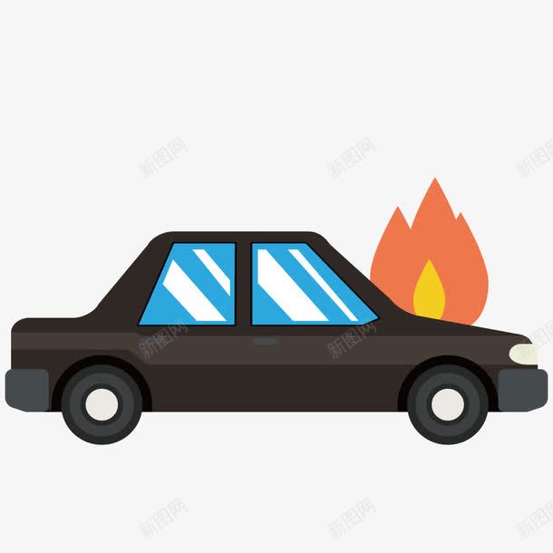 汽车危险提示png免抠素材_新图网 https://ixintu.com 交通运输 危险源 小汽车 着火 警告