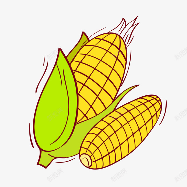 卡通黄色玉米图png免抠素材_新图网 https://ixintu.com 卡通 插图 棒子 玉米 粮食 装饰图案 黄色的