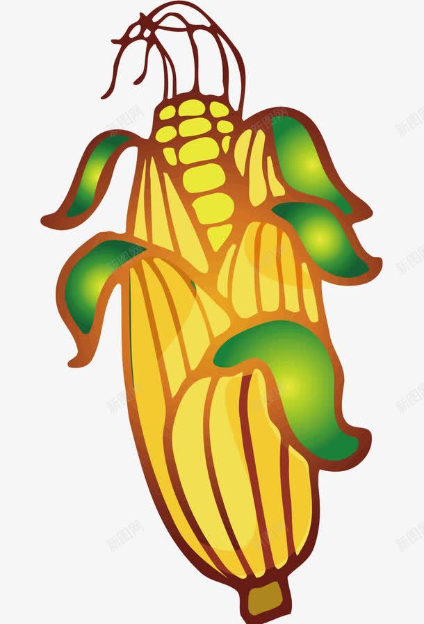 一个玉米png免抠素材_新图网 https://ixintu.com 水果蔬菜 玉米穗 绿色叶子 蔬菜水果 食物 黄色的玉米