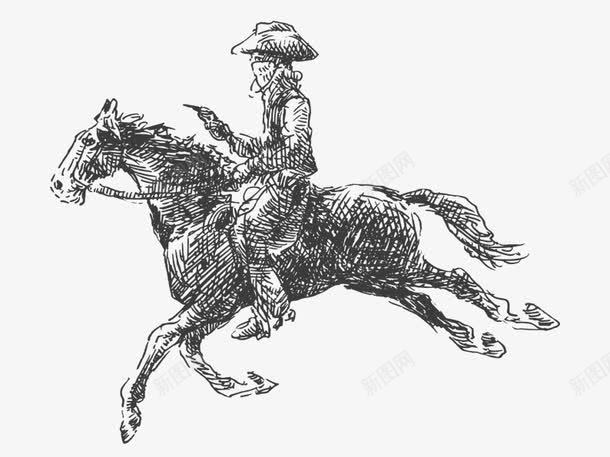 手绘骑马的骑士png免抠素材_新图网 https://ixintu.com 手绘人物 手绘马 毛笔马 素描 素描素材 素描马匹 马匹图片