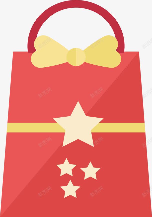 红色礼物袋png免抠素材_新图网 https://ixintu.com 手提袋 矢量png 礼物 礼物袋 红色礼物袋 购物袋