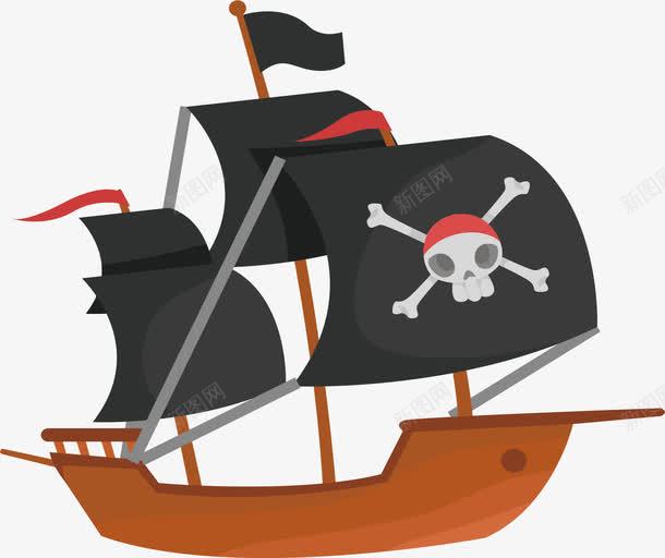黑色风帆海盗船png免抠素材_新图网 https://ixintu.com 寻宝 海盗船 矢量素材 骷髅 黑色
