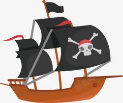 海盗寻宝黑色风帆海盗船高清图片