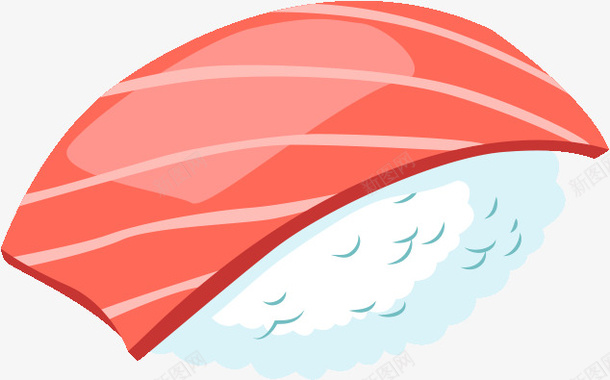 手绘美味寿司png免抠素材_新图网 https://ixintu.com 寿司 手绘PNG素材 红色 美食 鱼片