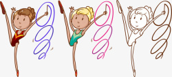 跳彩绳舞的女孩手绘跳彩绳舞的女孩高清图片