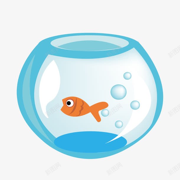 卡通鱼缸png免抠素材_新图网 https://ixintu.com 小鱼 气泡 蓝色 鱼缸