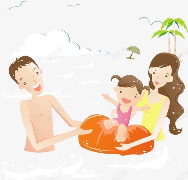 洗澡的女孩png免抠素材_新图网 https://ixintu.com 一家人 卡通 可爱 洗澡