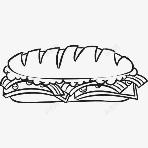 长的三明治图标png_新图网 https://ixintu.com 一顿午餐 奶酪食品 肉 蔬菜 面包
