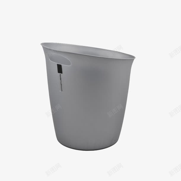 灰色废纸桶png免抠素材_新图网 https://ixintu.com 产品实物 创意垃圾桶 办公室 家居 带提手 斜口 时尚