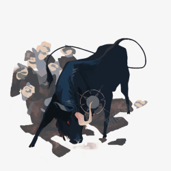 手绘黑牛水彩手绘黑牛矢量图高清图片