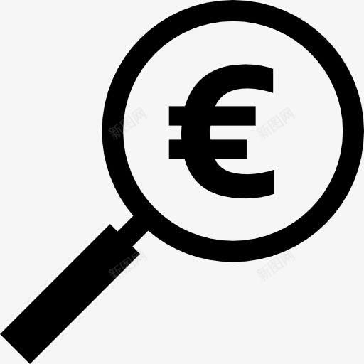 钱搜索图标png_新图网 https://ixintu.com 业务 搜索 放大镜 欧元 钱