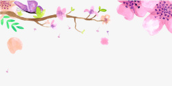水彩绘粉色花卉素材