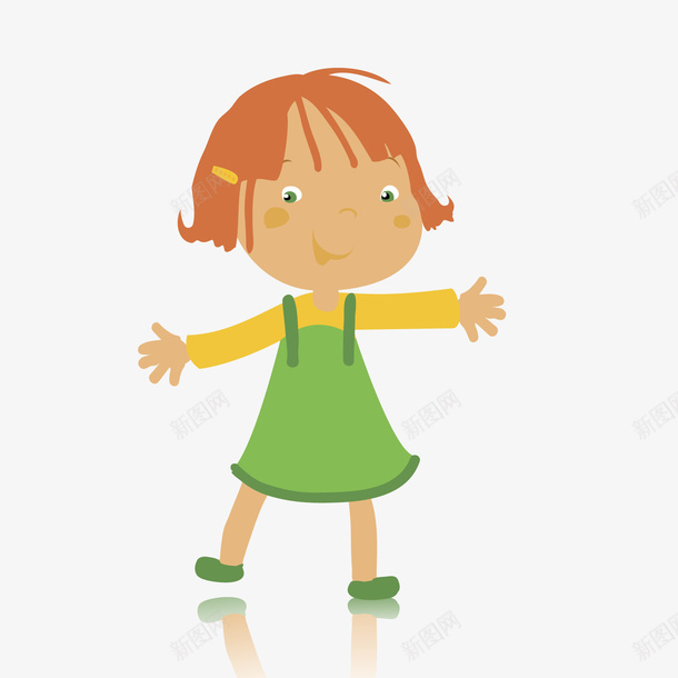 穿绿色背带裙的女孩矢量图ai免抠素材_新图网 https://ixintu.com 人物设计 儿童节 卡通 女孩 绿色背带裙 矢量图