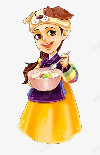 一个拿着食物的女孩子png免抠素材_新图网 https://ixintu.com 卡通得意 卡通手绘 女孩子 得意的笑 戴帽子的人 食物