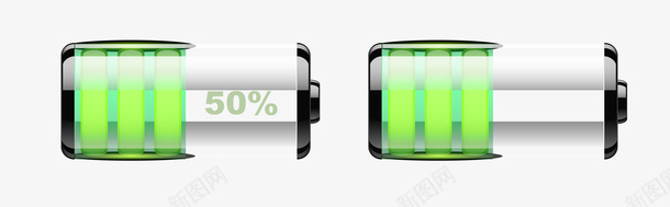绿色50电池电量矢量图图标eps_新图网 https://ixintu.com 卡通手绘 图案图标 电池电量 电池进程 电量条 矢量图