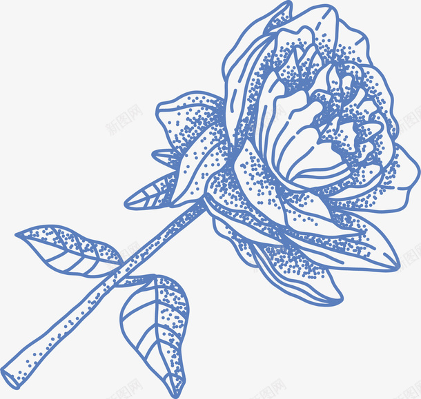 蓝色手绘的一朵花矢量图ai免抠素材_新图网 https://ixintu.com 一朵花 一枝花 七叶 手绘花朵 手绘风 矢量png 矢量图 蓝色花朵