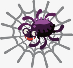 紫色蜘蛛网卡通蜘蛛矢量图高清图片