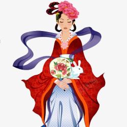 中国风美女打坐中秋节中国风古典美女高清图片