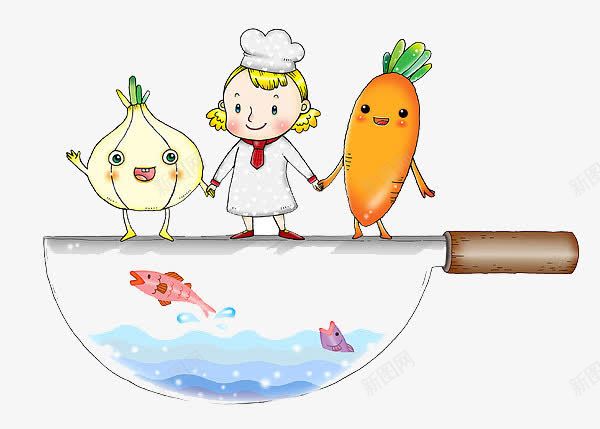 一个厨师跟两种蔬菜png免抠素材_新图网 https://ixintu.com 健康美味 合理搭配 均衡饮食 手绘 手绘素菜 烹饪食材 蔬菜