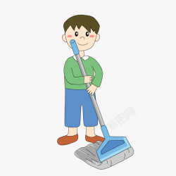 打扫卫生工具小男孩打扫卫生人物插画形矢量图高清图片