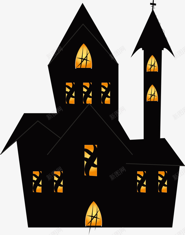 黑色魔法城堡矢量图ai免抠素材_新图网 https://ixintu.com 万圣节 万圣节城堡 城堡 矢量png 魔法城堡 黑色城堡 矢量图