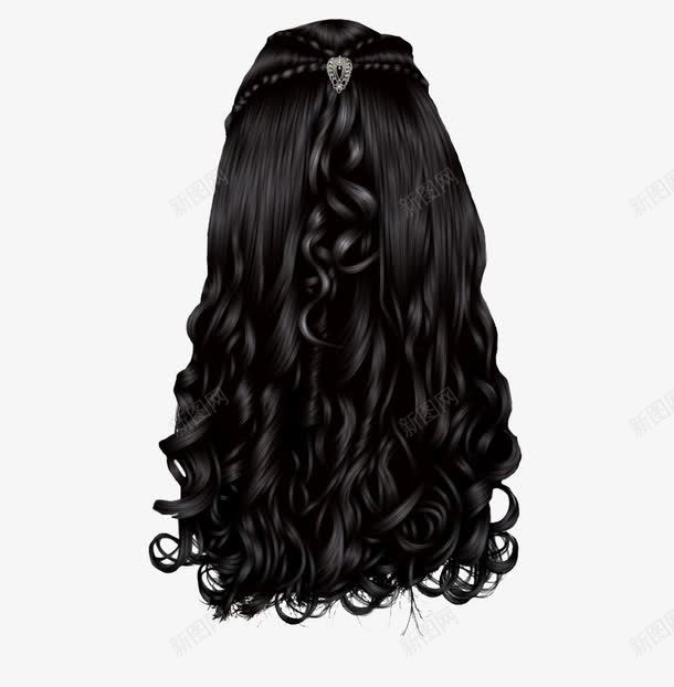 黑色的头发png免抠素材_新图网 https://ixintu.com 卷发 头发 装饰 长发