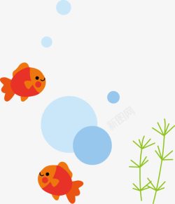 红色水草红色的鱼吐泡泡高清图片