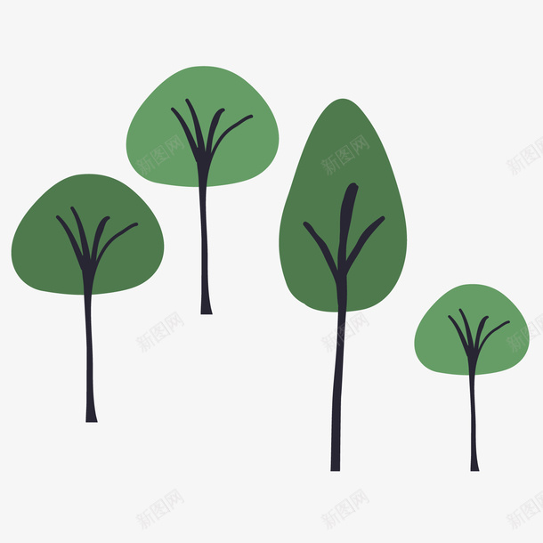 唯美树叶植物手绘png免抠素材_新图网 https://ixintu.com 叶子 手绘 树木 植物 矢量卡通 简单 风格化