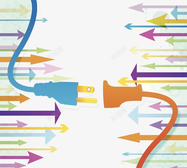 商务电源线插画png免抠素材_新图网 https://ixintu.com 商务 插画 电源线 箭头 连接