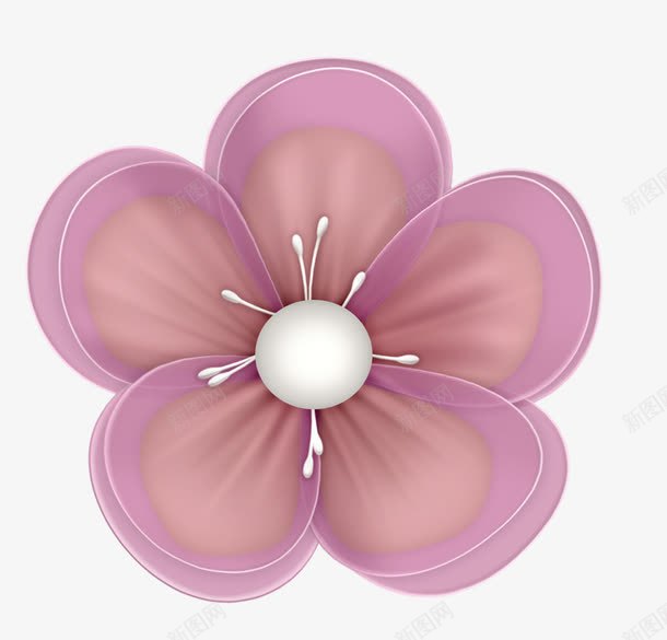 卡通手绘花朵粉色装饰png免抠素材_新图网 https://ixintu.com 珍珠 粉色 纱布 花朵