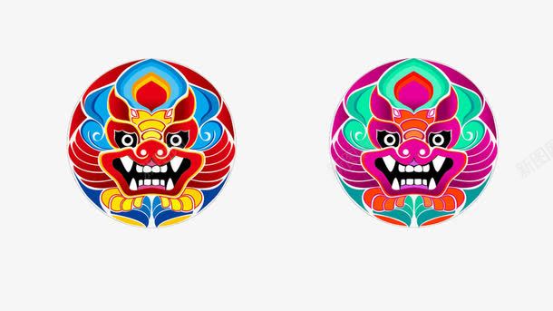 中国风彩绘图腾png免抠素材_新图网 https://ixintu.com 喜庆 彩绘 彩色 民族风