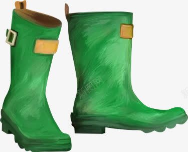 手绘绿色雨靴png免抠素材_新图网 https://ixintu.com 手绘 绿色 雨靴 鞋子
