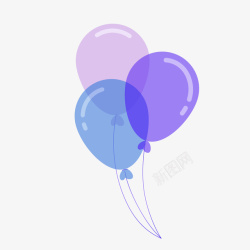 紫色投球手紫色气球组漂浮卡通手绘高清图片