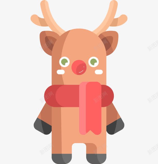 围围巾的小鹿png免抠素材_新图网 https://ixintu.com 动物 卡通小鹿 围巾 圣诞节 小鹿 红色围巾
