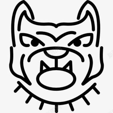 愤怒的牛头犬的面部轮廓图标图标
