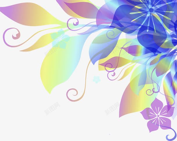蓝紫色梦幻花纹装饰png免抠素材_新图网 https://ixintu.com 梦幻 紫色 花纹 装饰